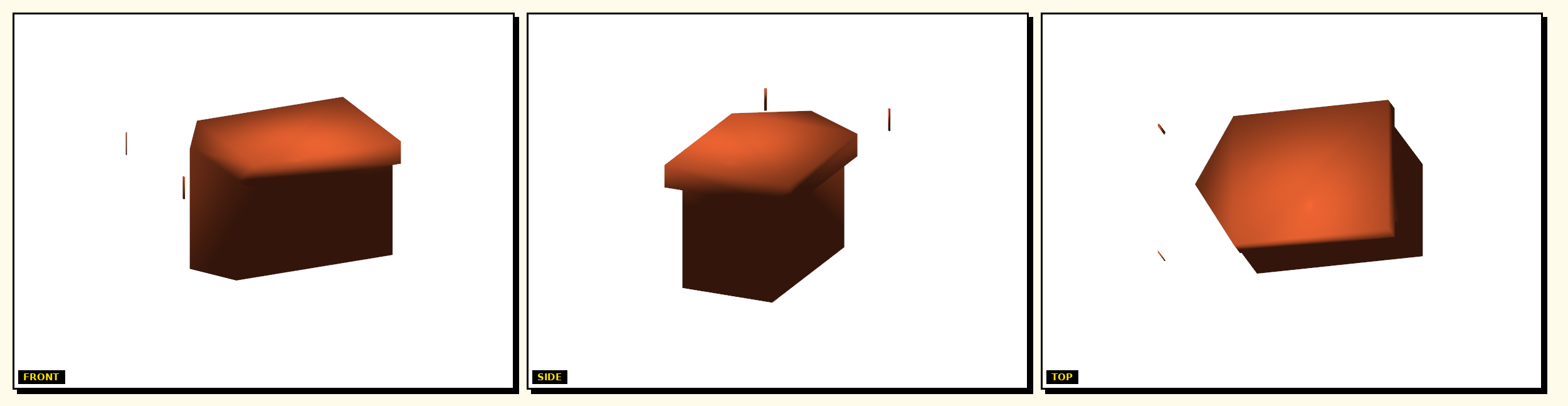 Radial Clamp Jaw — front, side, top views